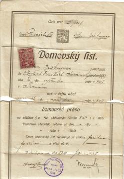 Domovský list 1918 Domovský list 1918