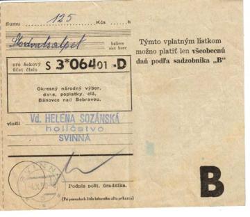 Daň z príjmu pre vdovu 1950 (2.strana) Daň z príjmu pre vdovu 1950 (2.strana)